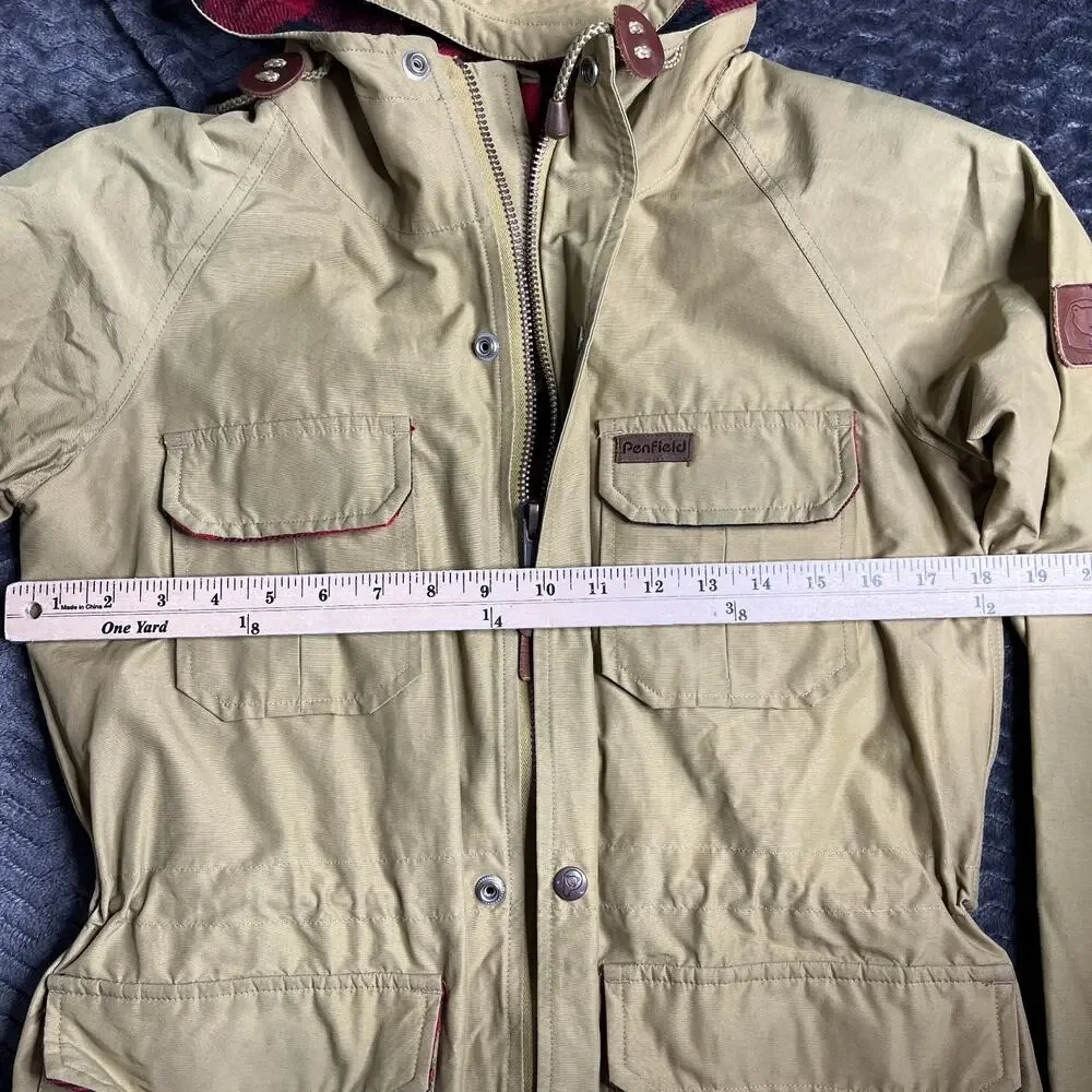 Penfield Trailwear Jacket M 60/40 Buffalo Plaid Lining Rain Waxcloth Olive Army